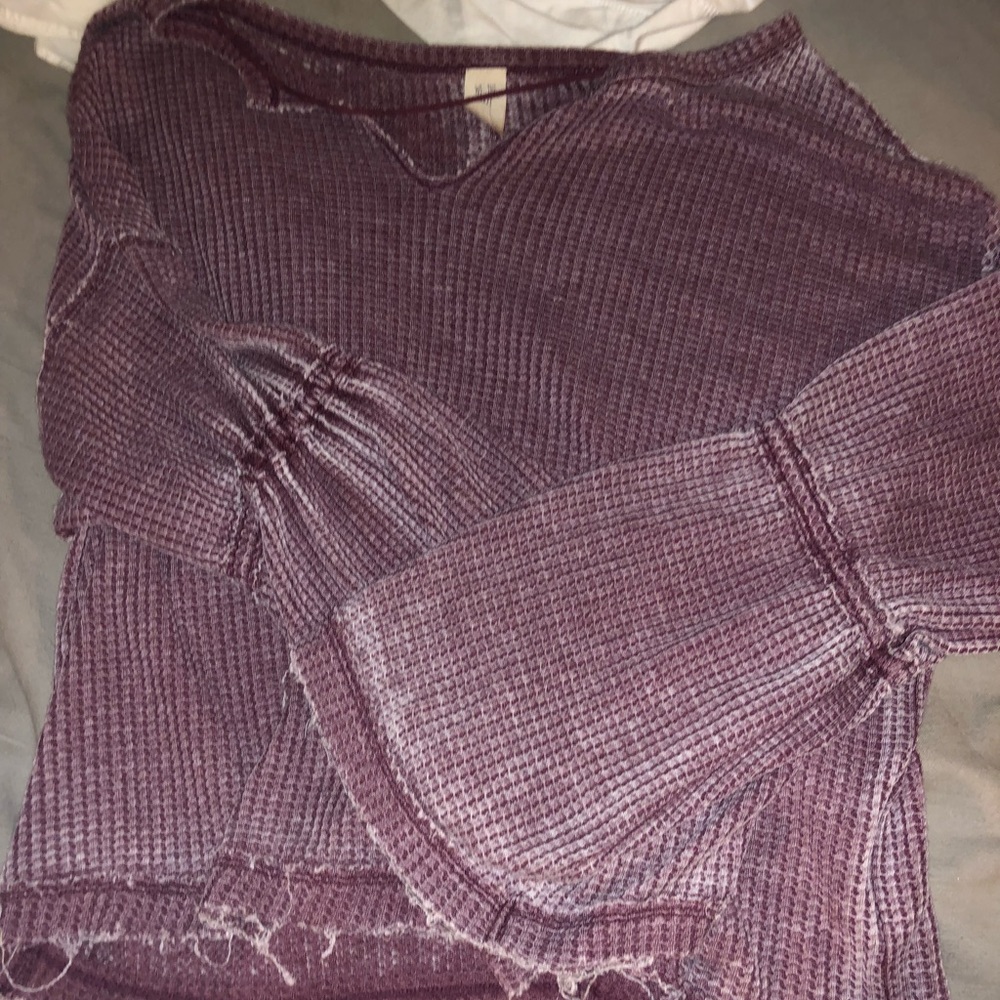 Free People bell sleeve waffle shirt